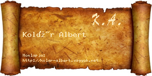Kolár Albert névjegykártya